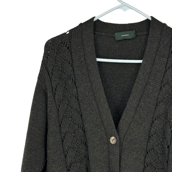 *Women’s Vintage Zanone Size 42 Brown V-Neck Wool Button Front Sweater - Picture 2 of 10